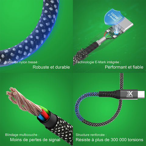 POWERECO Flex - Câble Type-C magnétique PD 100W en matériaux recyclés